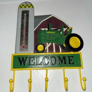 John Deere Green and Yellow Tractor Welcome Wall Decor with hooks